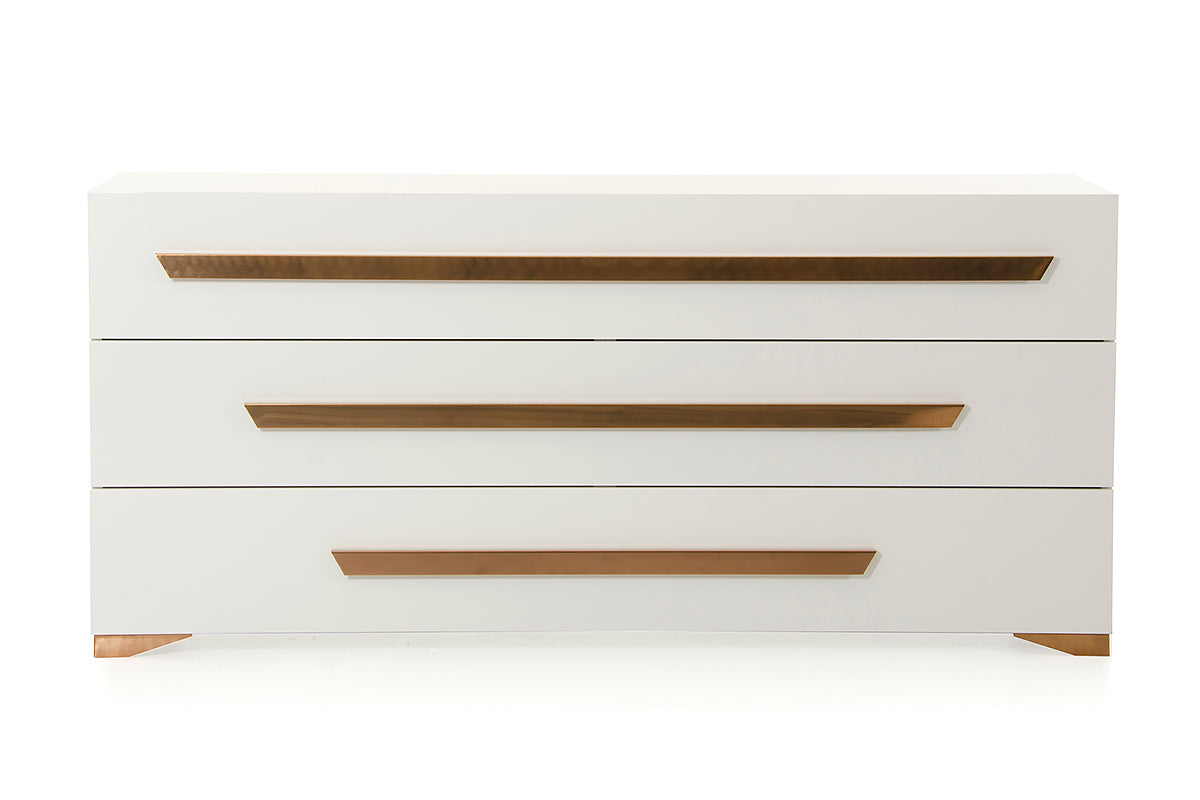 Nova Domus Juliet Italian Modern White & Rosegold Dresser Model VGACJULIET-DSR