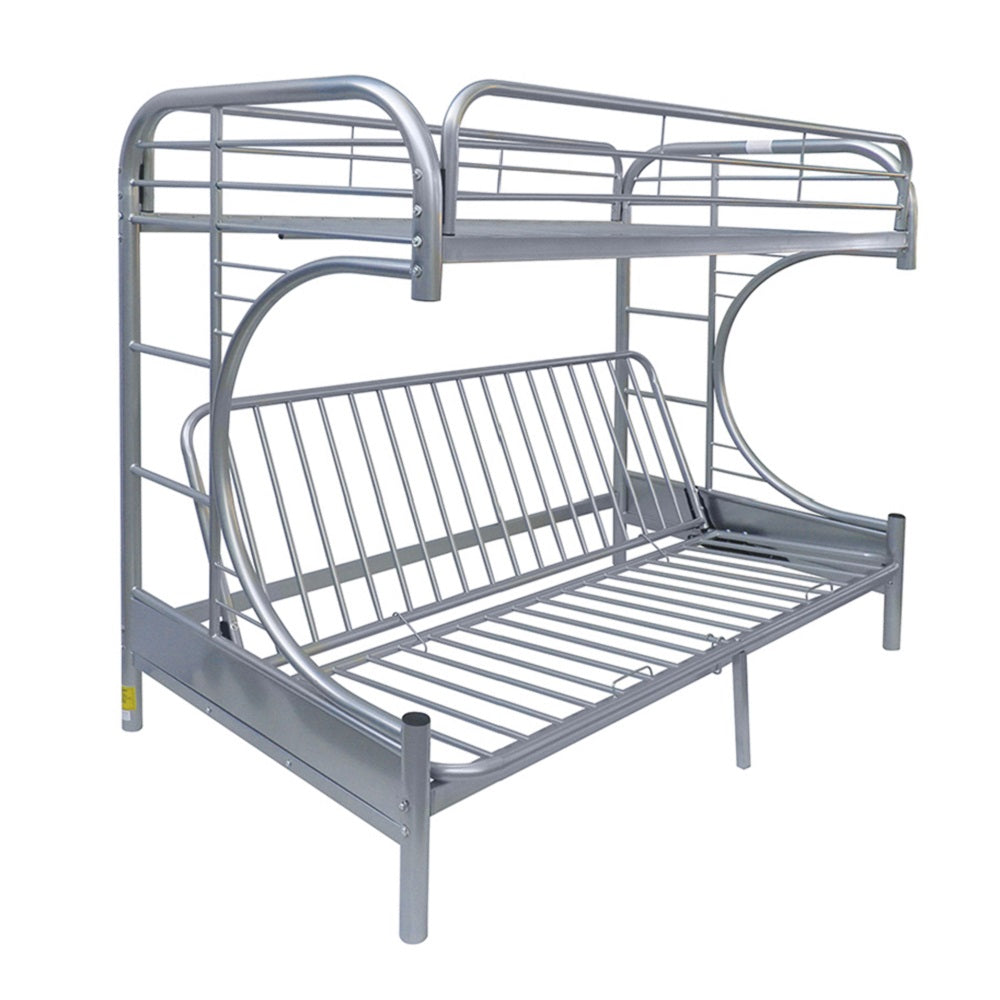 ACME Eclipse Silver Futon Bunk Bed  (Twin | Full)  Model 02091W-SI