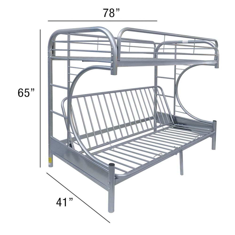 ACME Eclipse Silver Futon Bunk Bed  (Twin | Full)  Model 02091W-SI