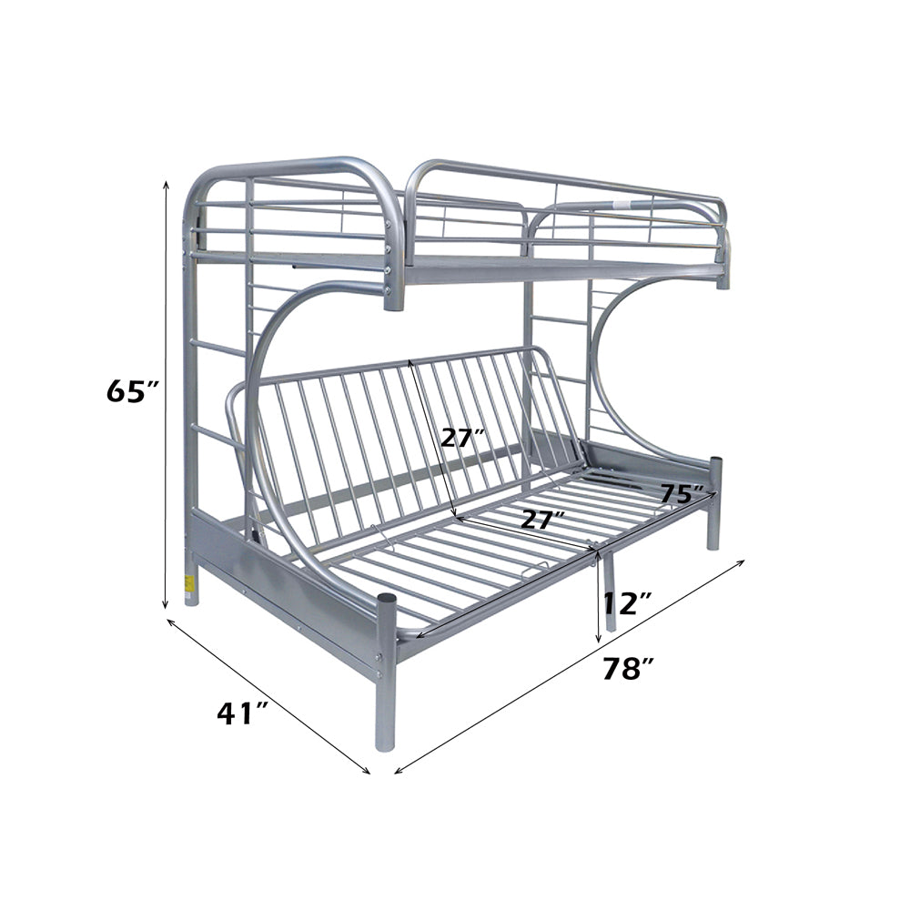 ACME Eclipse Silver Futon Bunk Bed  (Twin | Full)  Model 02091W-SI