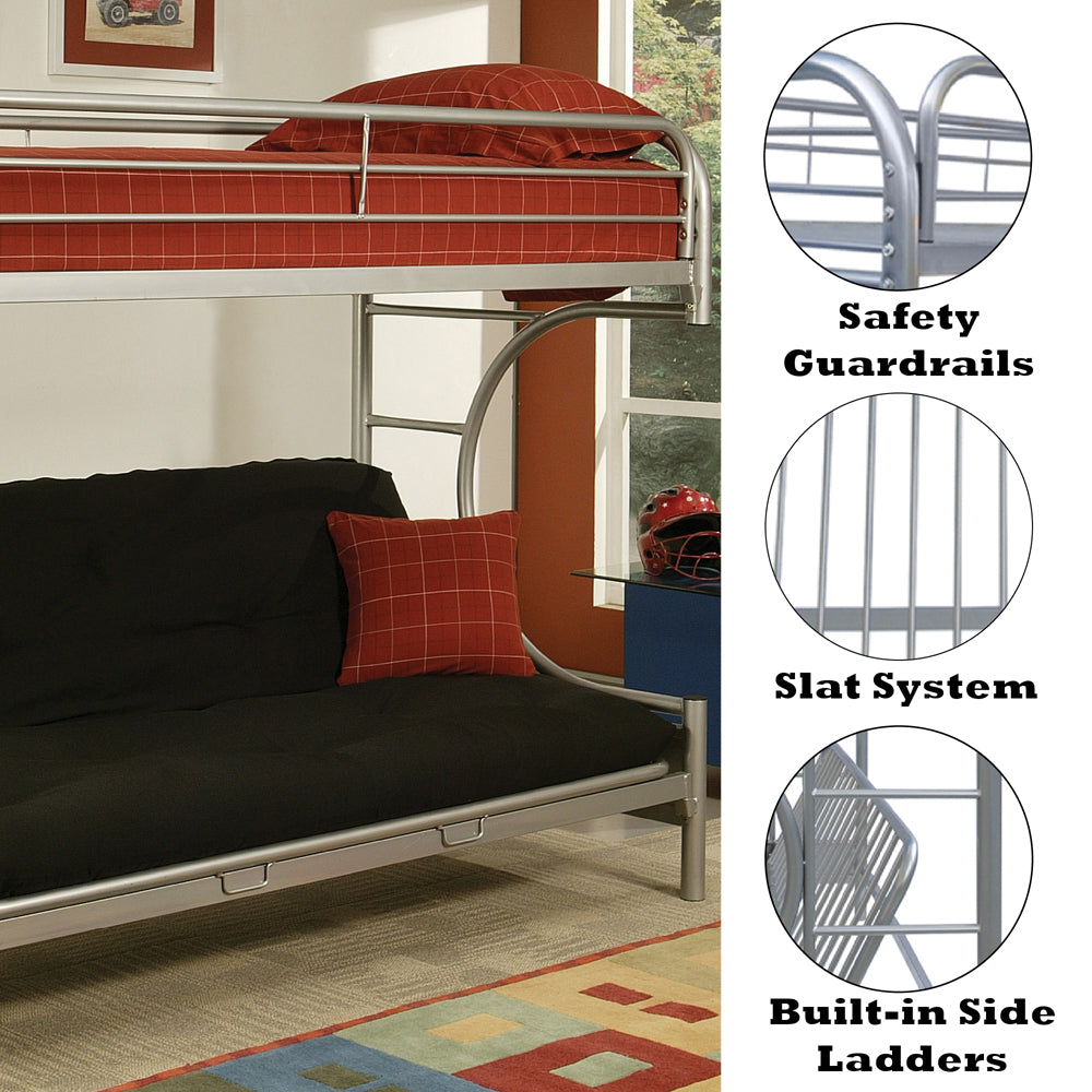 ACME Eclipse Silver Futon Bunk Bed  (Twin | Full)  Model 02091W-SI