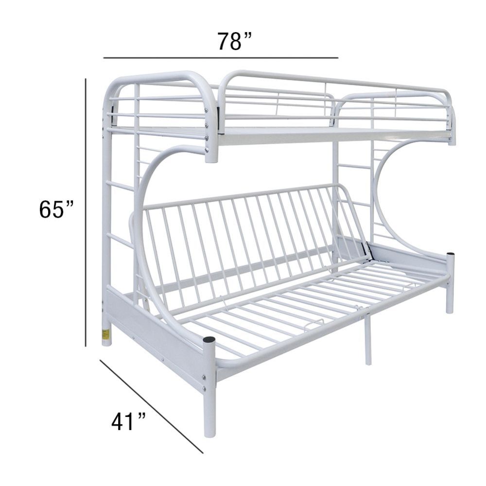 ACME Eclipse White Futon Bunk Bed  (Twin | Full)  Model 02091W-W