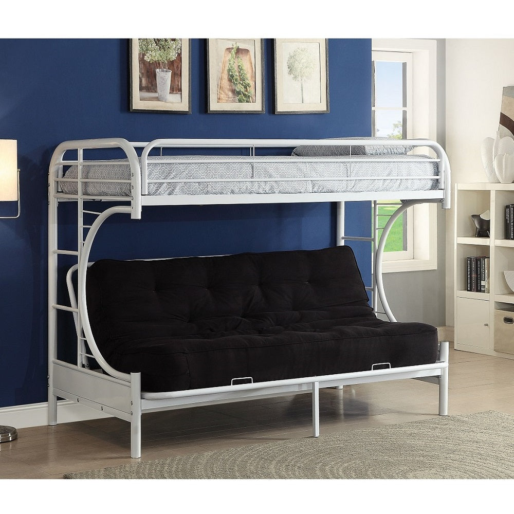 ACME Eclipse White Futon Bunk Bed  (Twin | Full)  Model 02091W-W