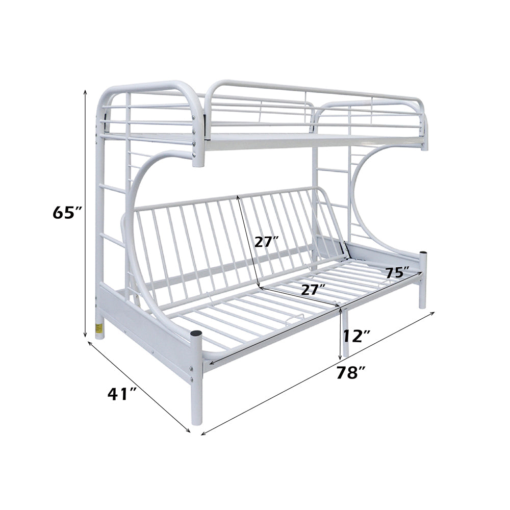 ACME Eclipse White Futon Bunk Bed  (Twin | Full)  Model 02091W-W