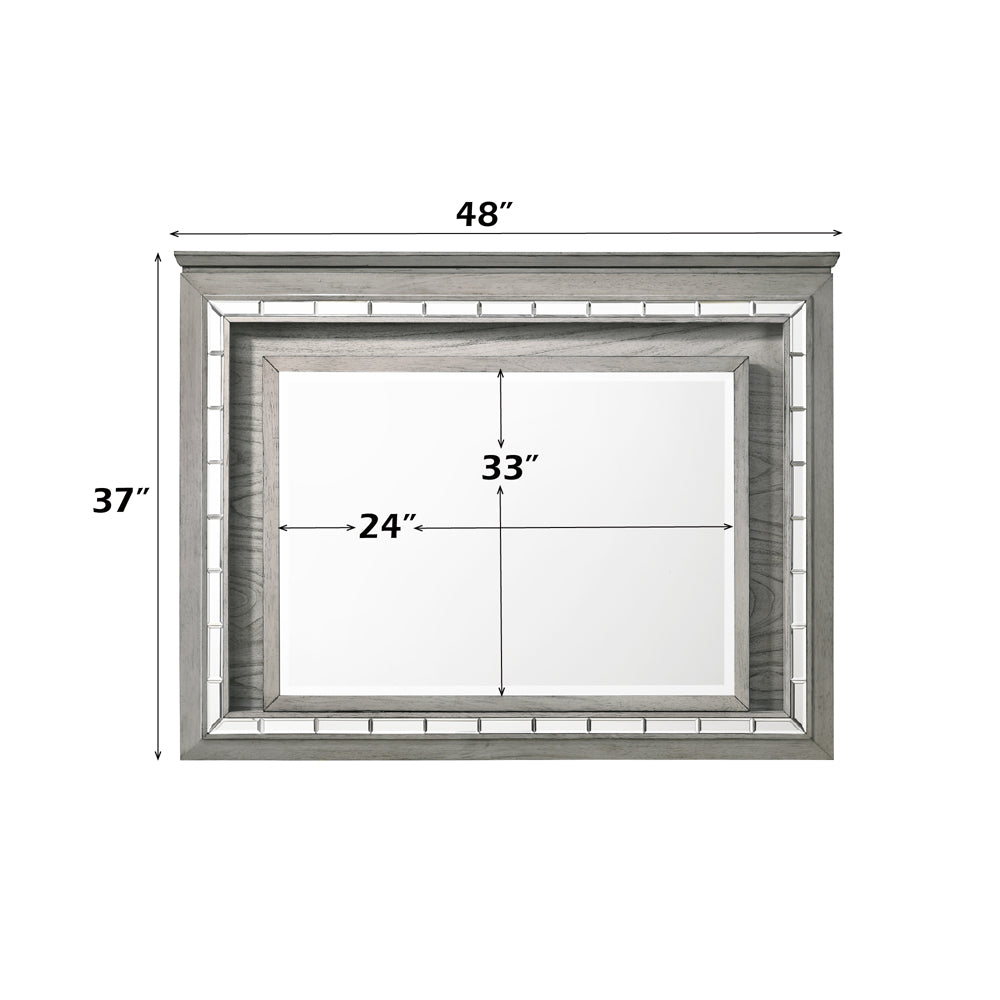ACME Antares Light Gray Oak Mirror with LED Model 21824