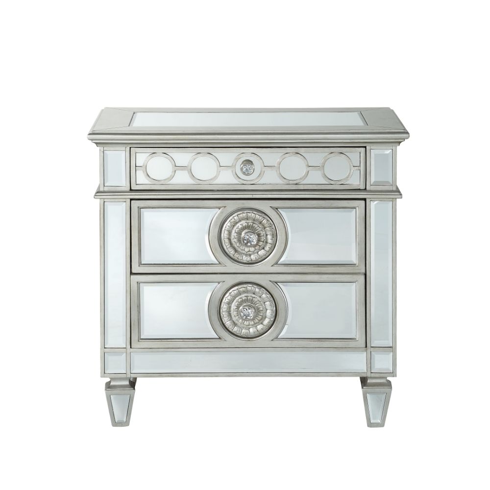 ACME Varian Mirrored & Sliver Nightstand Model 26153