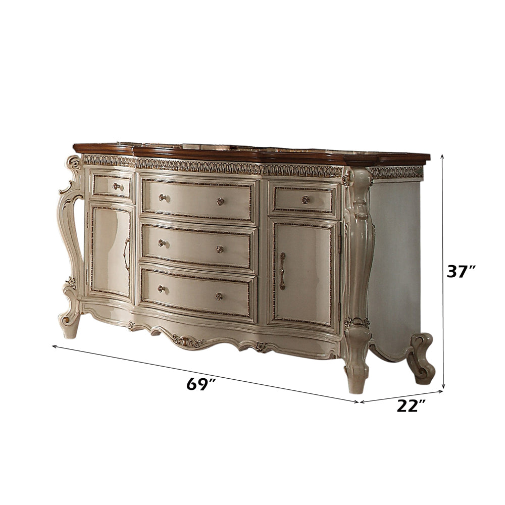 ACME Picardy Antique Pearl & Cherry Oak Dresser Model 26905