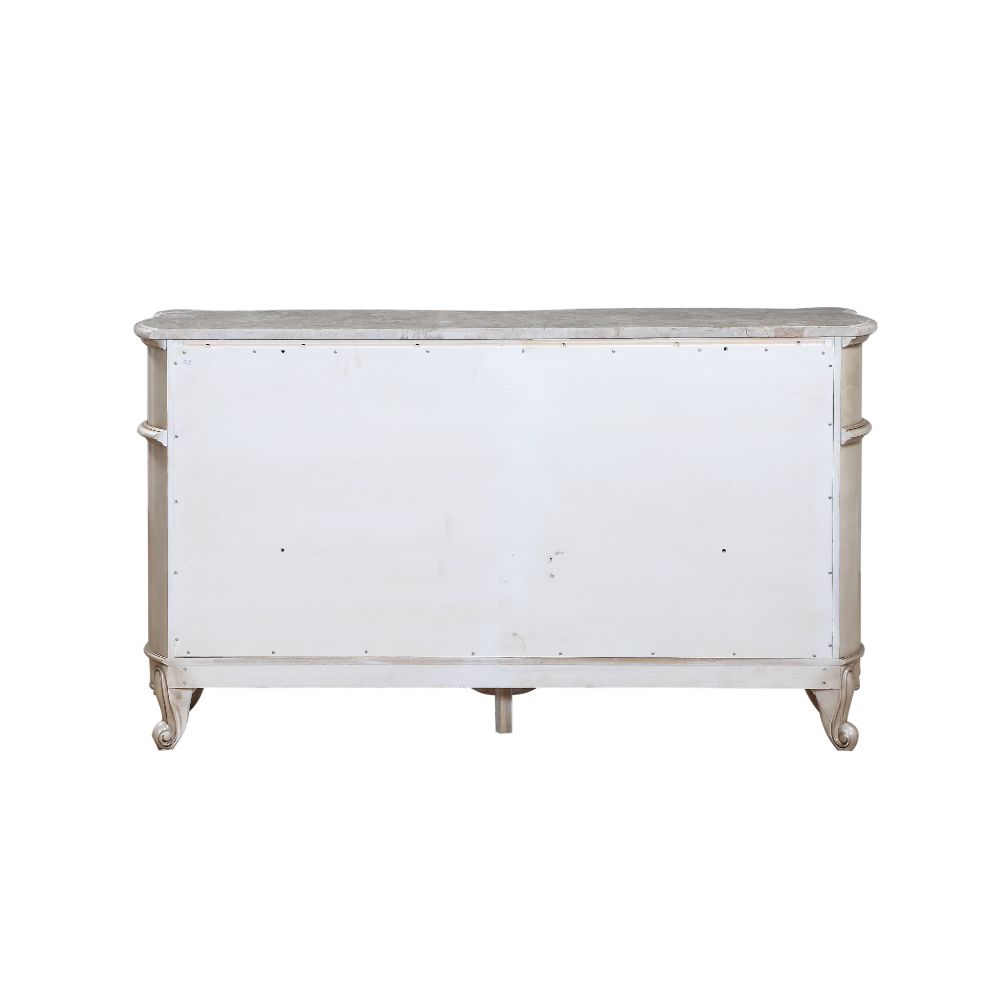 ACME Gorsedd Natural Marble Top & Golden Ivory Dresser Model 27445
