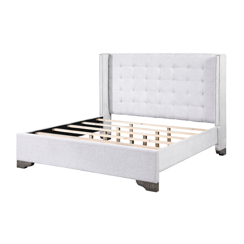 ACME Artesia Tan Fabric & Salvaged Natural Queen Bed Model 27700Q