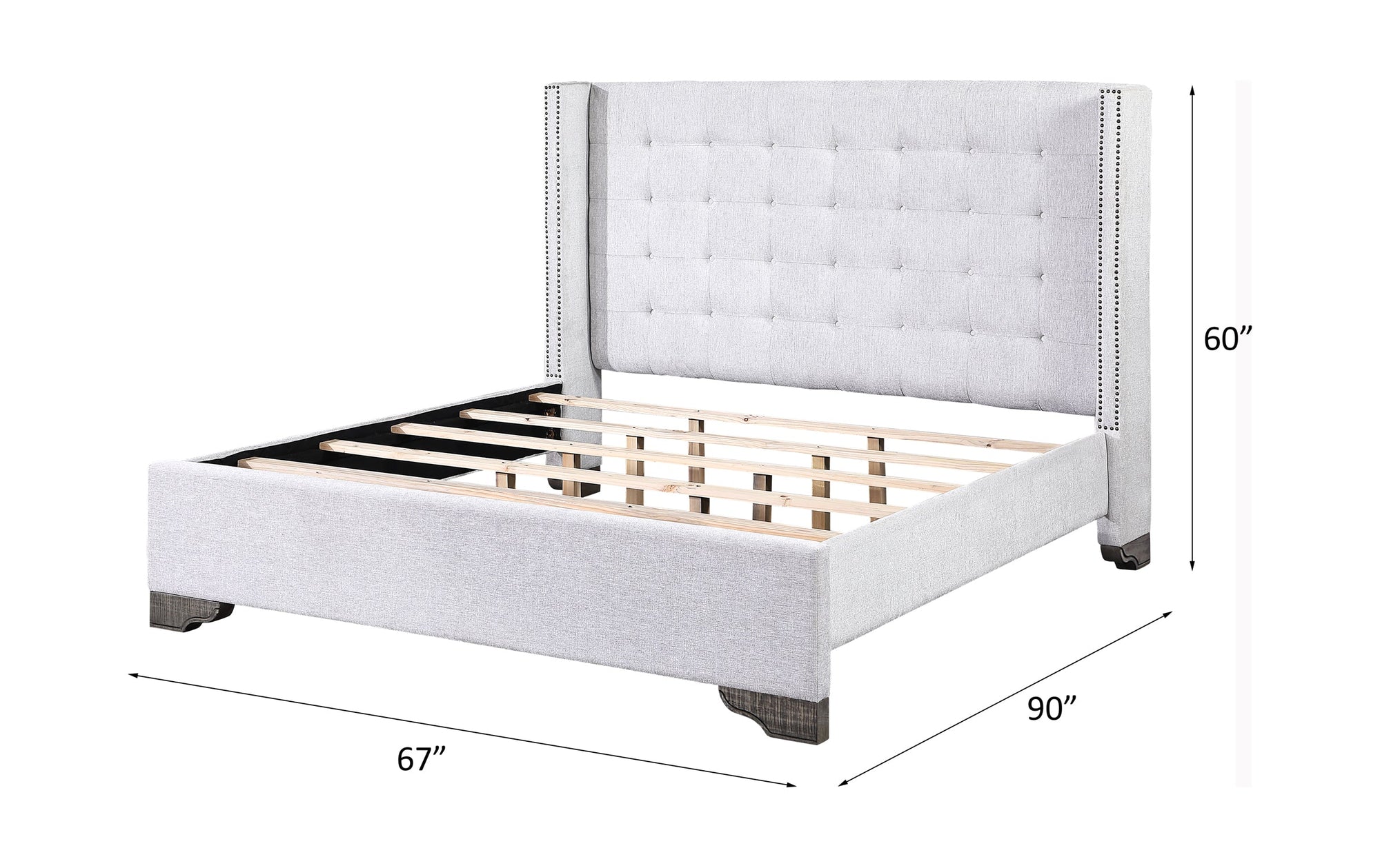 ACME Artesia Tan Fabric & Salvaged Natural Queen Bed Model 27700Q