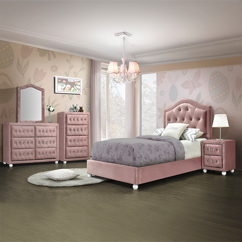 ACME Reggie Pink Fabric Dresser Model 30825