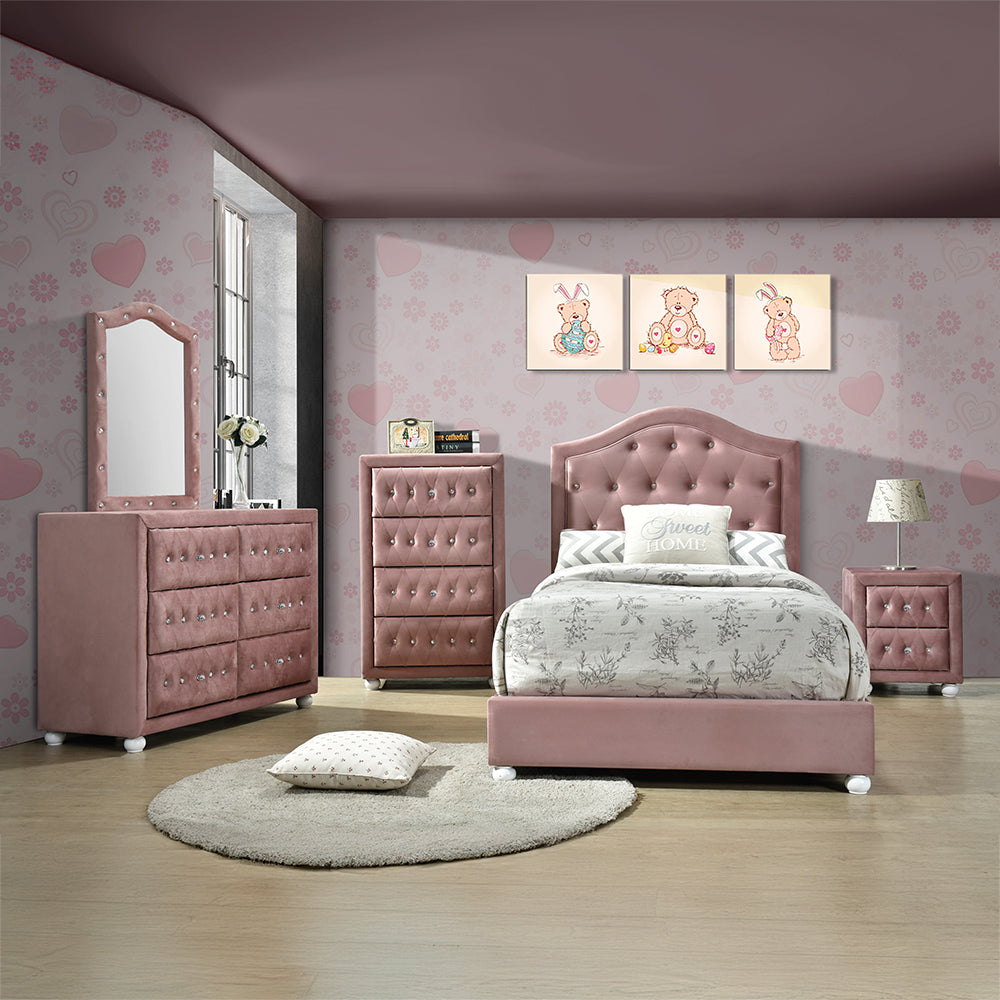 ACME Reggie Pink Fabric Dresser Model 30825