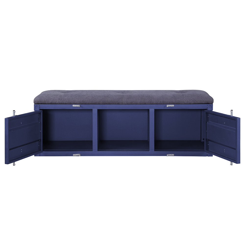 ACME Cargo Gray Fabric & Blue Bench with Storage Model 35942