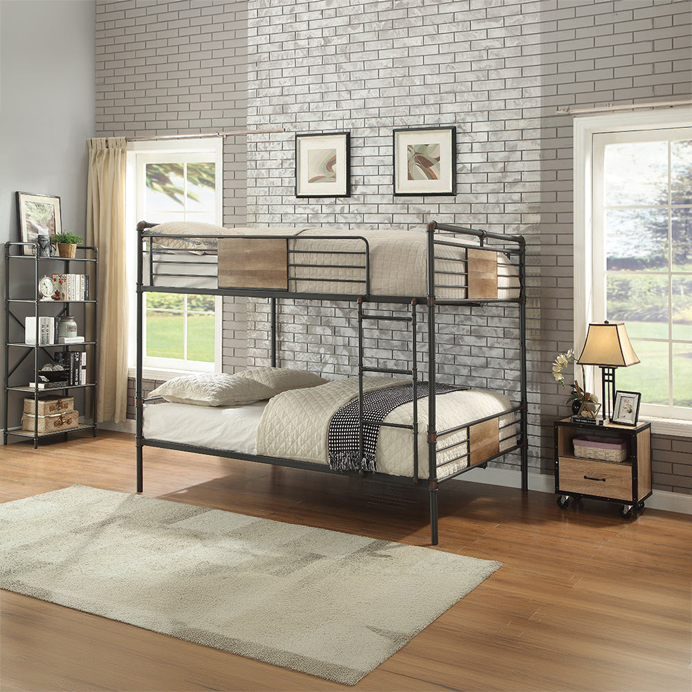 ACME Brantley Sandy Black & Dark Bronze  Hand Brushed  Bunk Bed (Q/Q) Model 37720