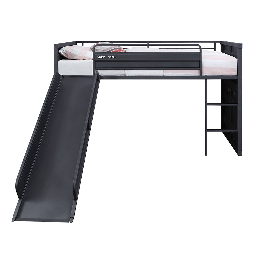 ACME Cargo Gunmetal Twin Loft Bed with Slide Model 38305