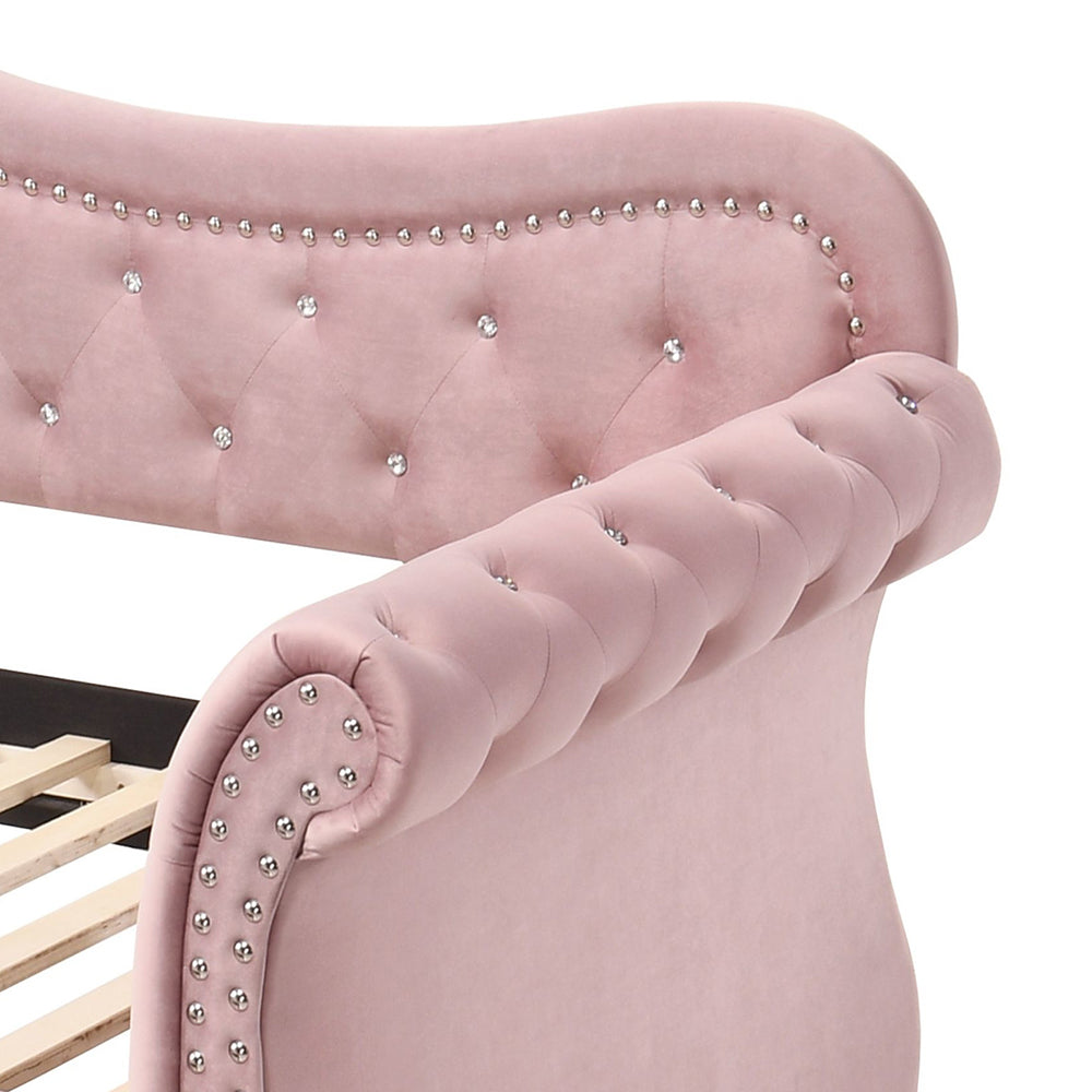 ACME Adkins Pink Velvet Daybed with Trundle (Twin) Model 39420