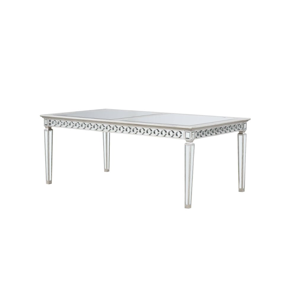 ACME Varian Mirrored & Antique Platinum Dining Table (78L) Model 66155
