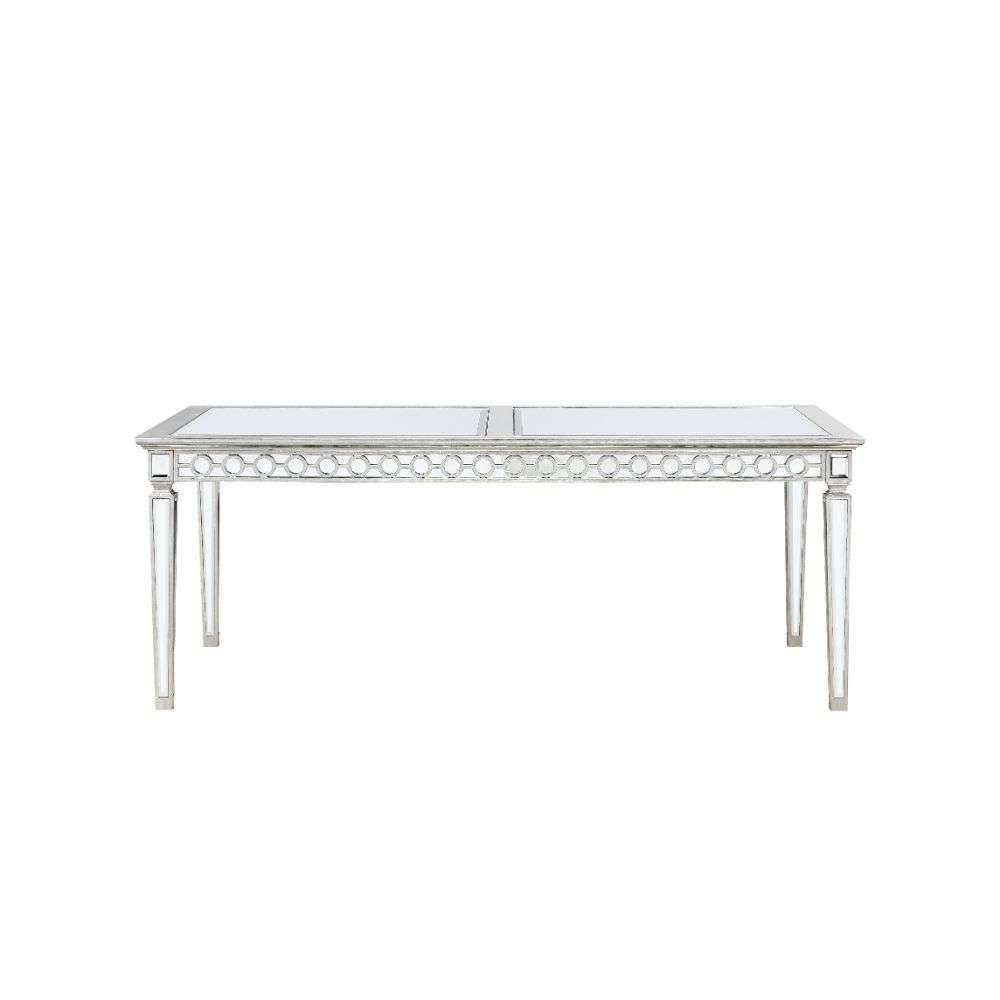 ACME Varian Mirrored & Antique Platinum Dining Table (78L) Model 66155