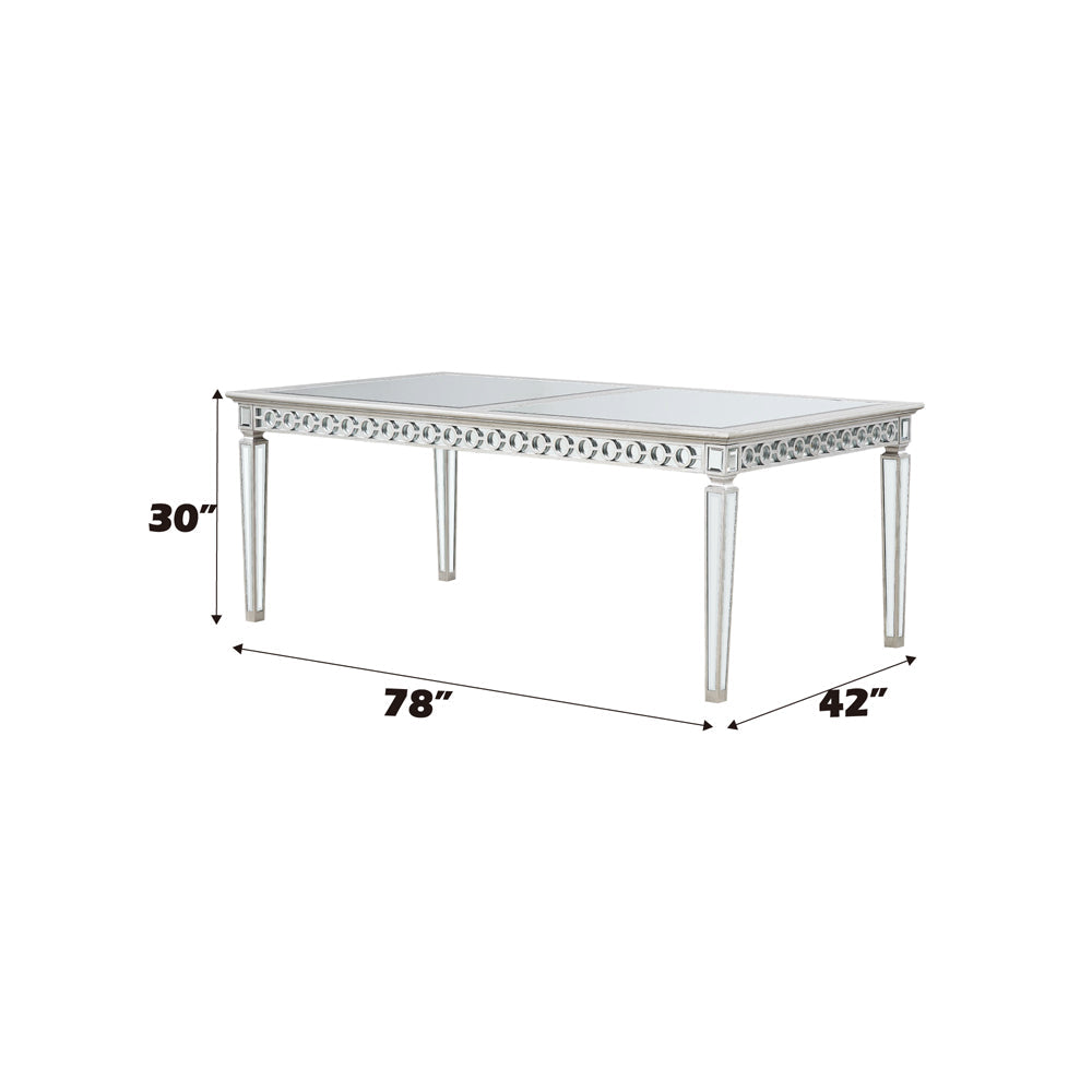 ACME Varian Mirrored & Antique Platinum Dining Table (78L) Model 66155