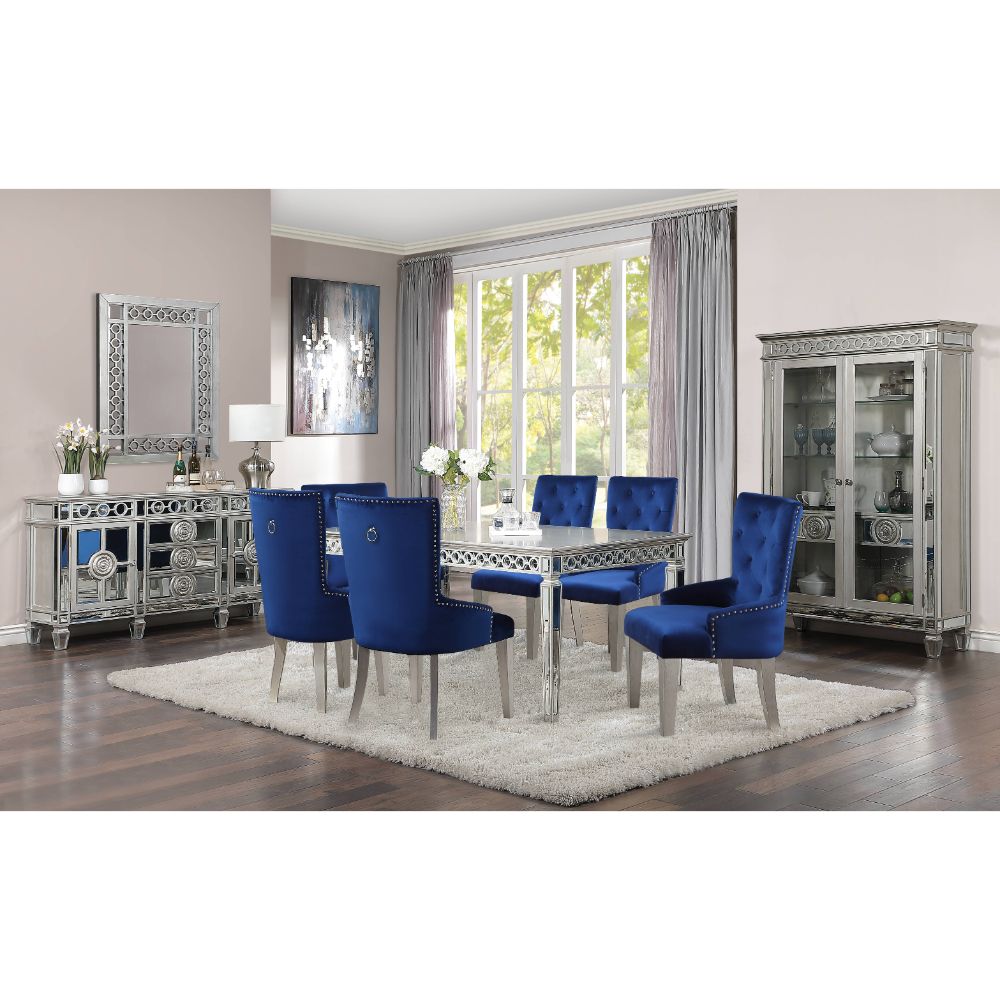 ACME Varian Mirrored & Antique Platinum Dining Table (90L) Model 66160