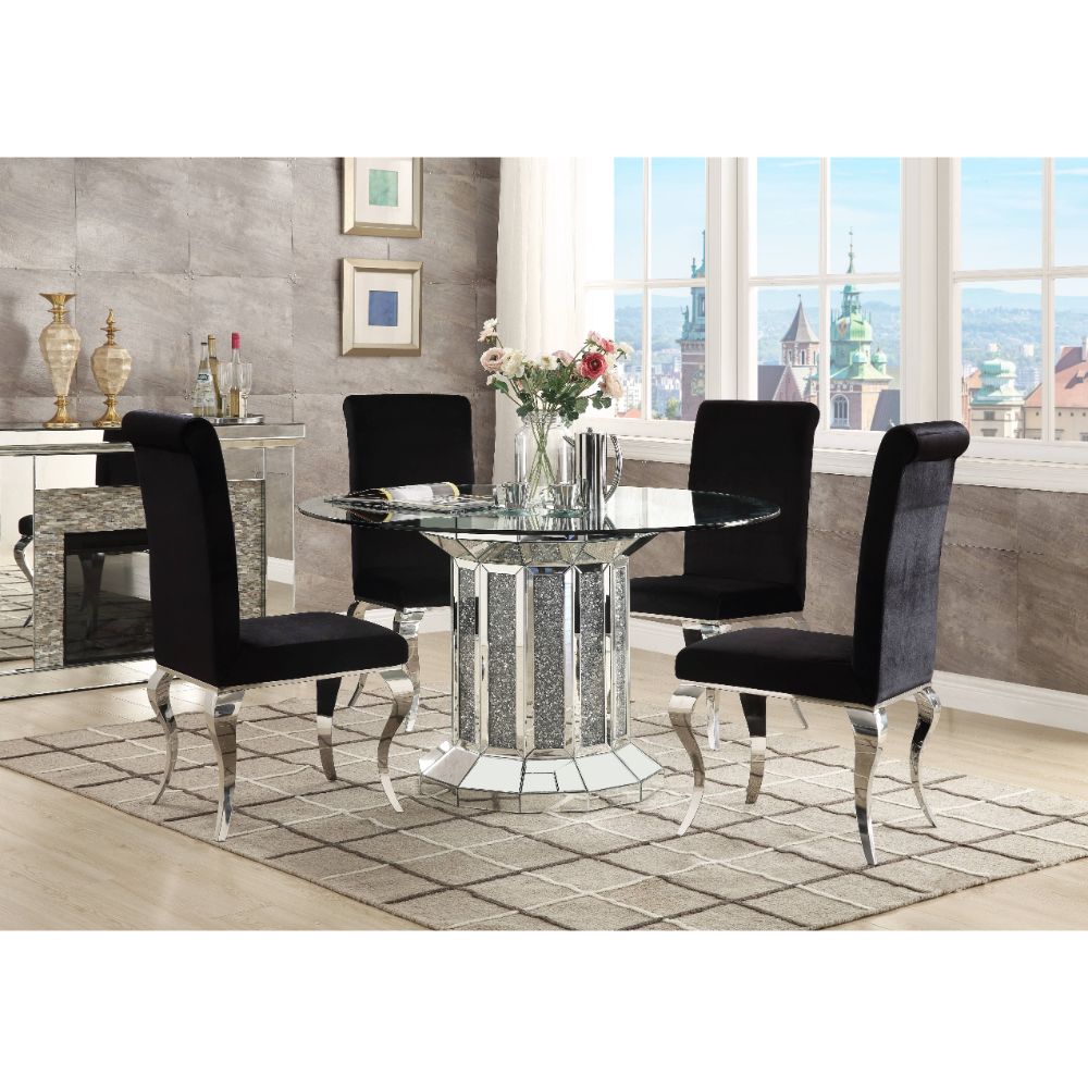 ACME Noralie Mirrored & Faux Diamonds Dining Table Model 72140