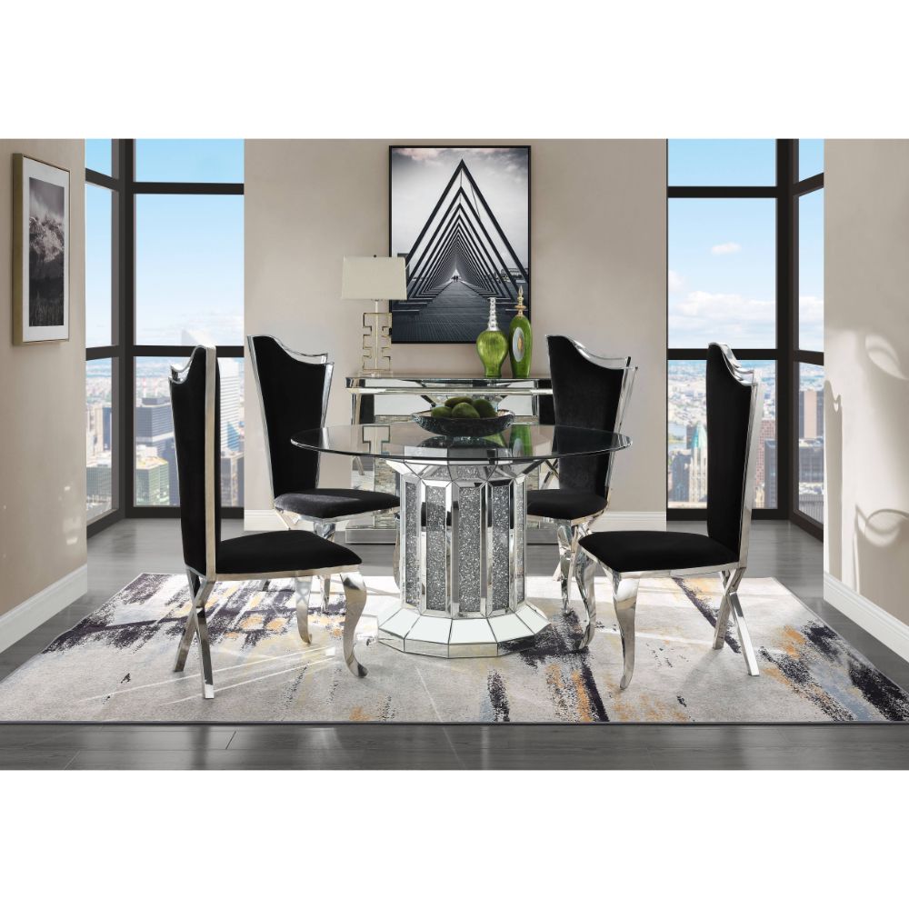 ACME Noralie Mirrored & Faux Diamonds Dining Table Model 72140