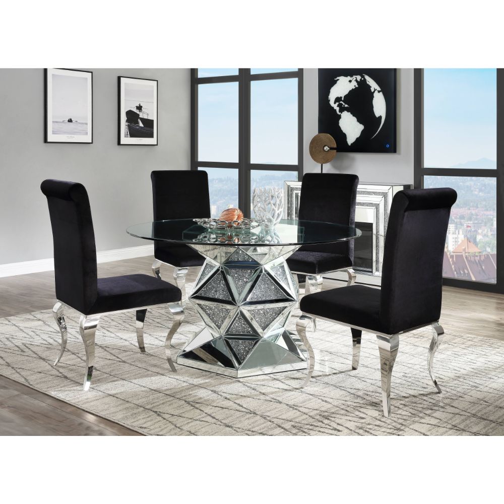 ACME Noralie Mirrored & Faux Diamonds Dining Table Model 72145