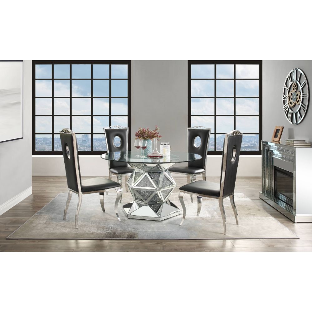 ACME Noralie Mirrored & Faux Diamonds Dining Table Model 72145