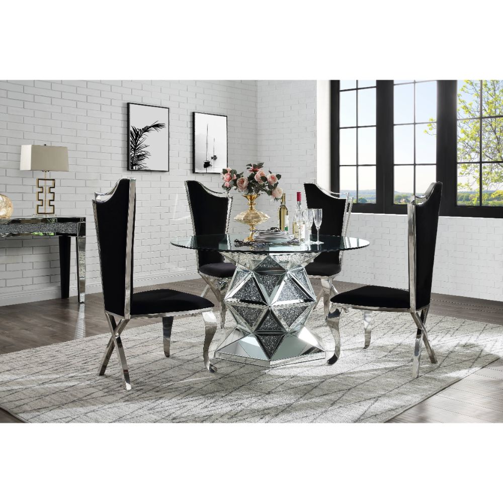 ACME Noralie Mirrored & Faux Diamonds Dining Table Model 72145