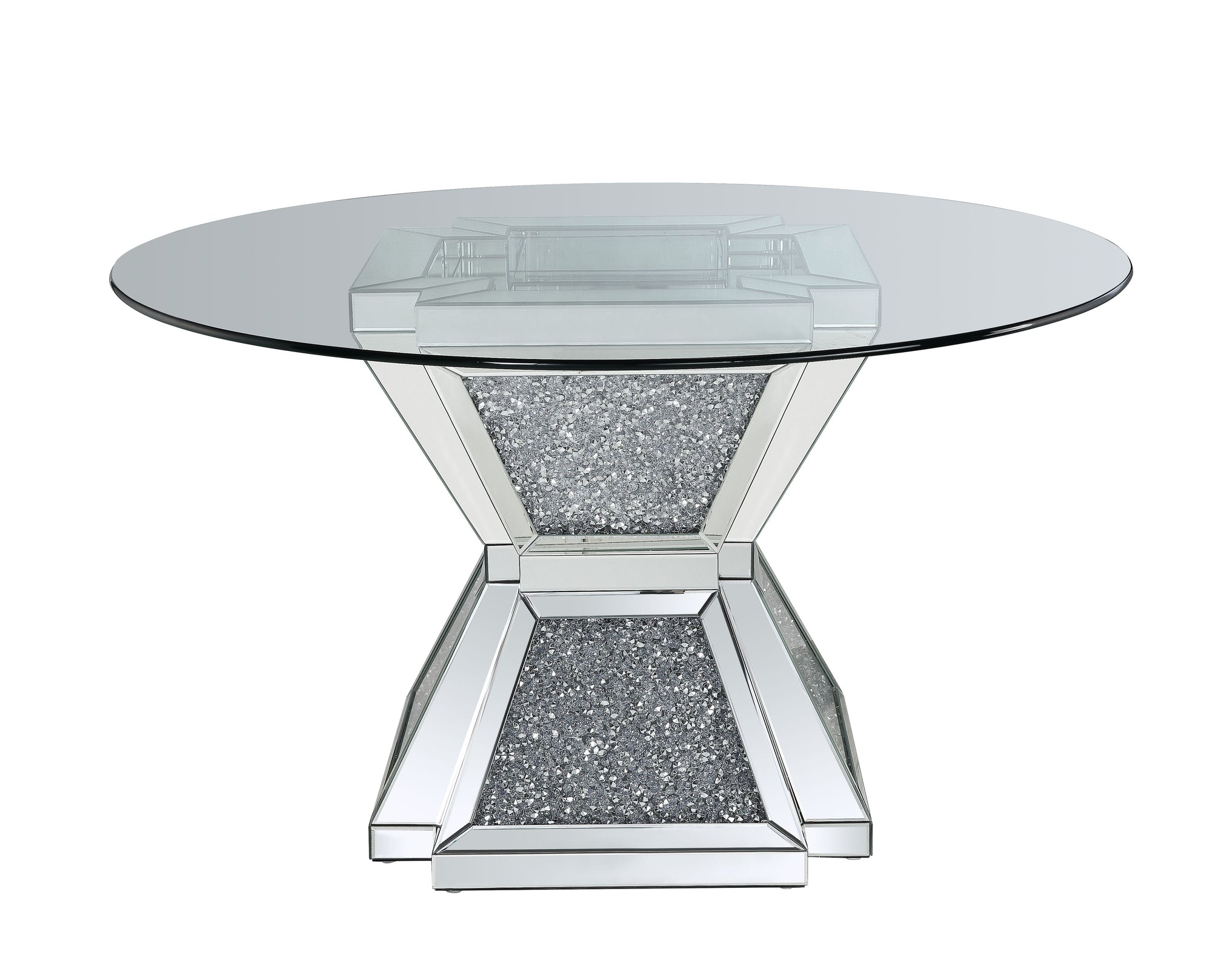 ACME Noralie Clear Glass Mirrored & Faux Diamonds Dining Table Model 72960