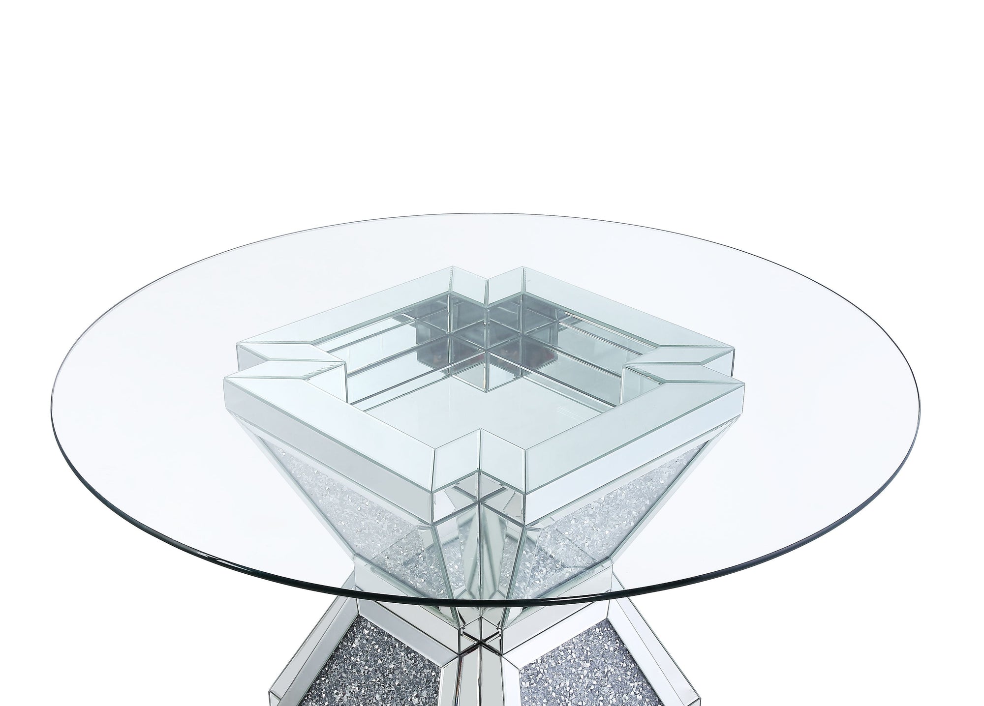 ACME Noralie Clear Glass Mirrored & Faux Diamonds Dining Table Model 72960