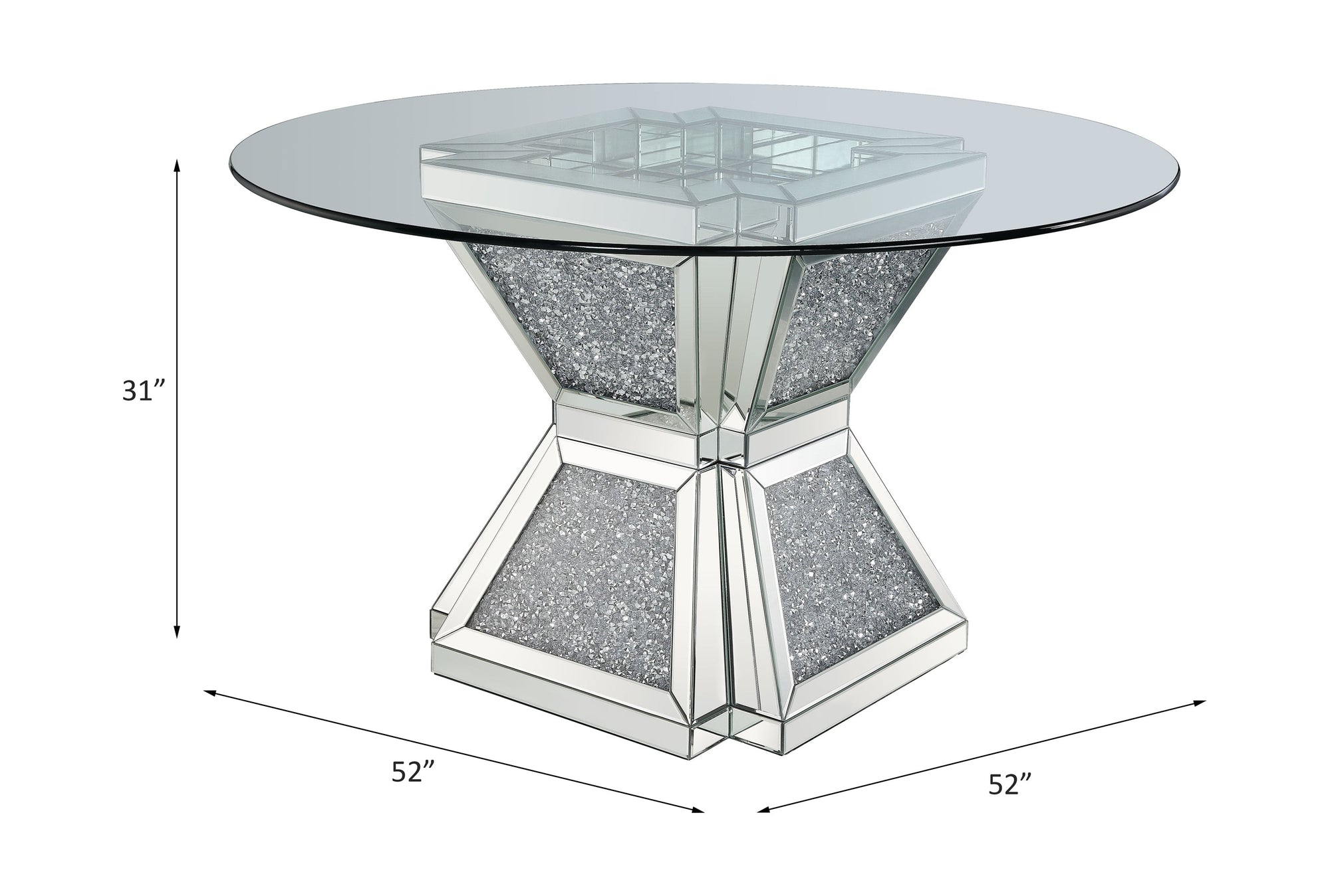 ACME Noralie Clear Glass Mirrored & Faux Diamonds Dining Table Model 72960