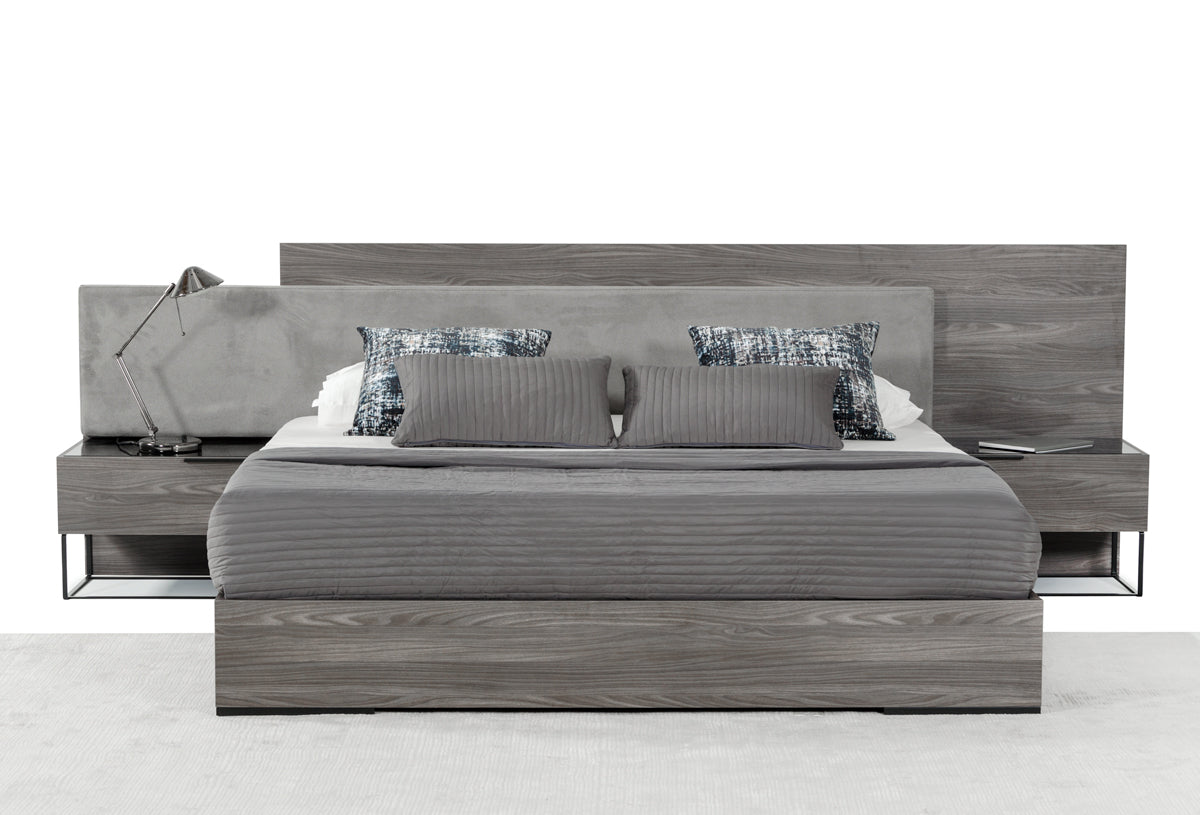 Nova Domus Enzo Italian Modern Grey Oak & Fabric 4 Piece Bedroom Set Model VGACENZO-4PC-SET