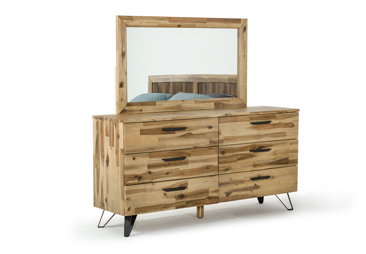Modrest Sala Modern Light Wood Dresser & Mirror Set Model VGWHSALA-DRSM