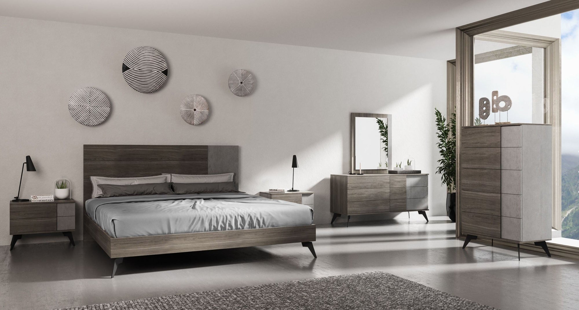 Nova Domus Palermo Italian Modern Faux Concrete & Grey Bedroom Set Model VGACPALERMO-SET