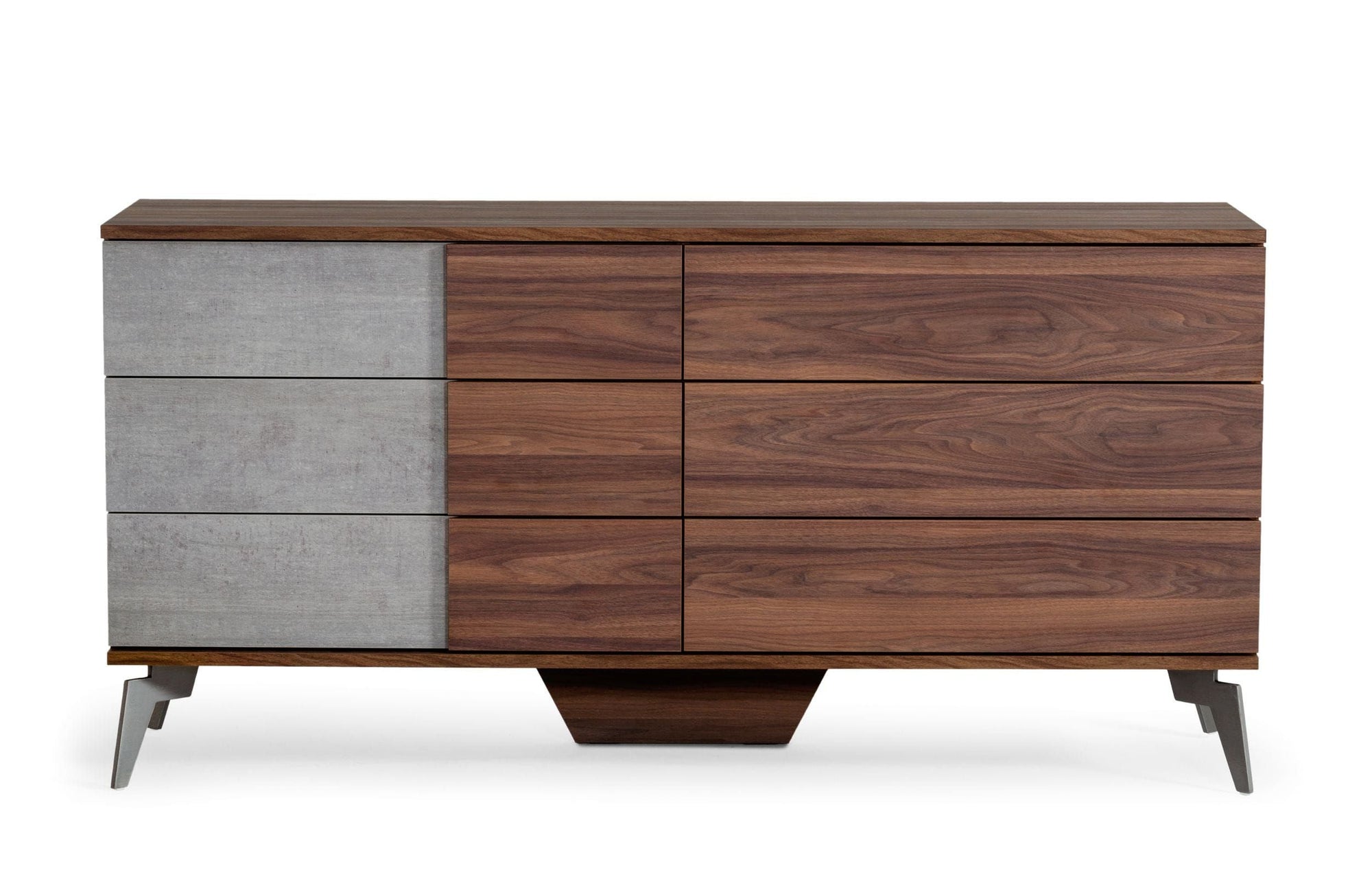 Nova Domus Palermo Italian Modern Faux Concrete & Noce Bodrum Bedroom Set Model VGACPALERMO-WAL-SET