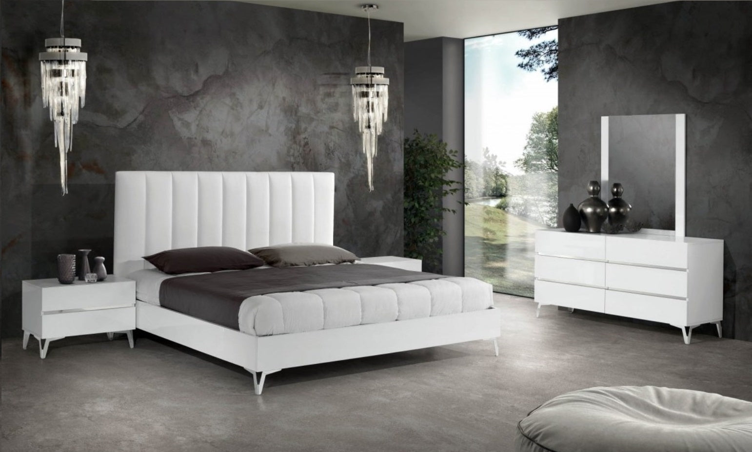 Nova Domus Angela Italian Modern White Eco Leather Bedroom Set Model VGACANGELA-SET
