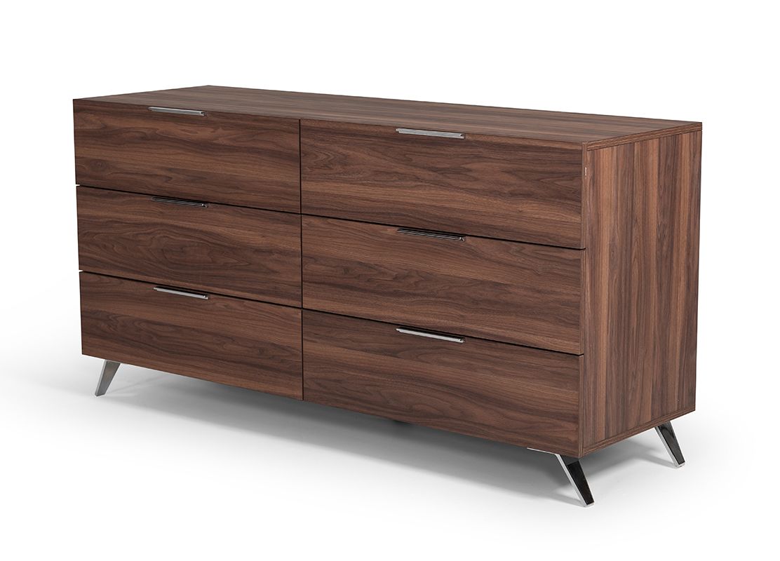 Nova Domus Brooklyn Italian Modern Walnut 4 Piece Bedroom Set Model VGACBROOKLYN-4PC-SET