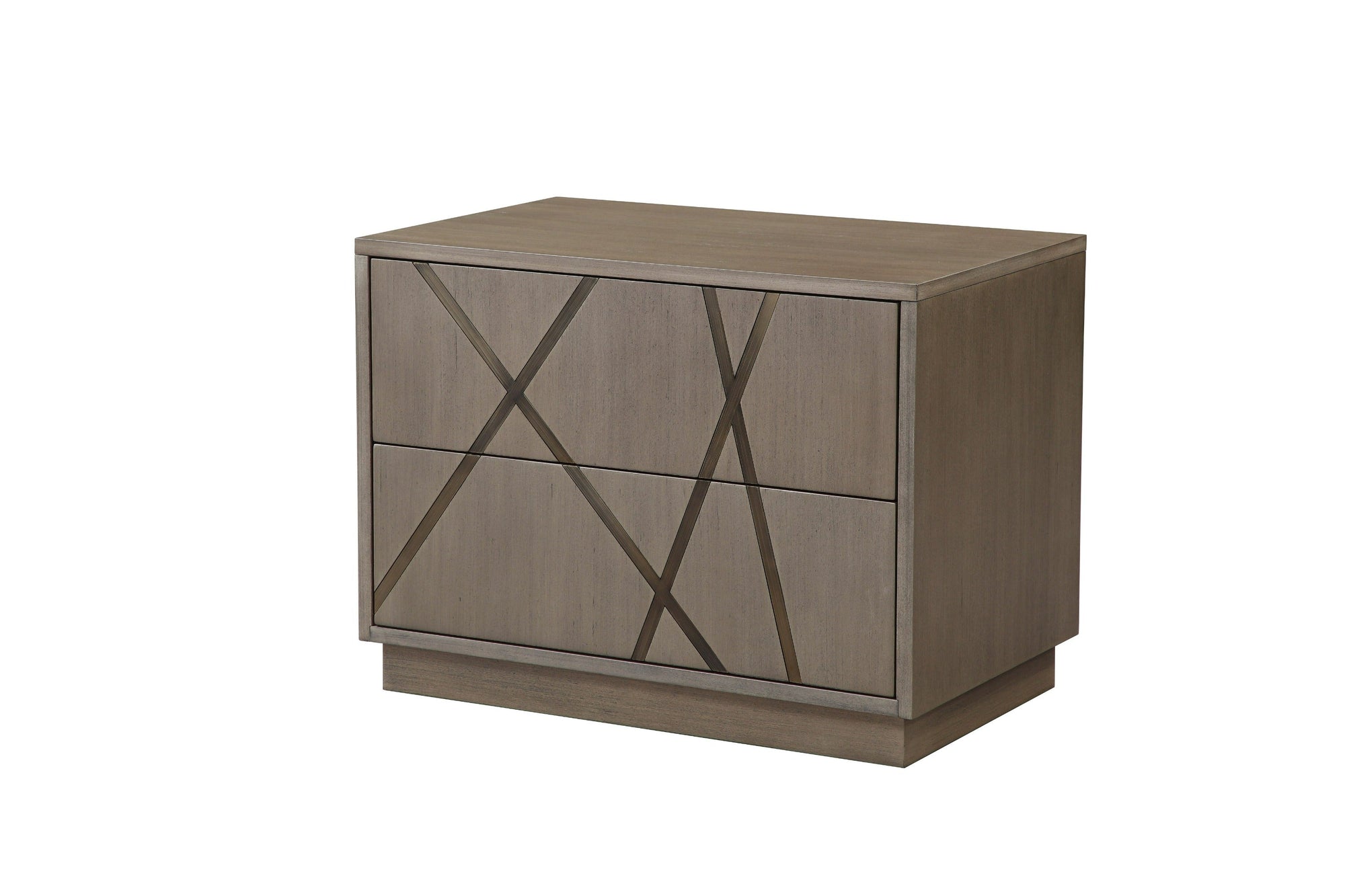 Modrest Nixa Modern Beige Velvet & Brushed Bronze & Birch Bed With Nightstands Eastern Model VGVC-BD1909-BED-NS-BGE-EK
