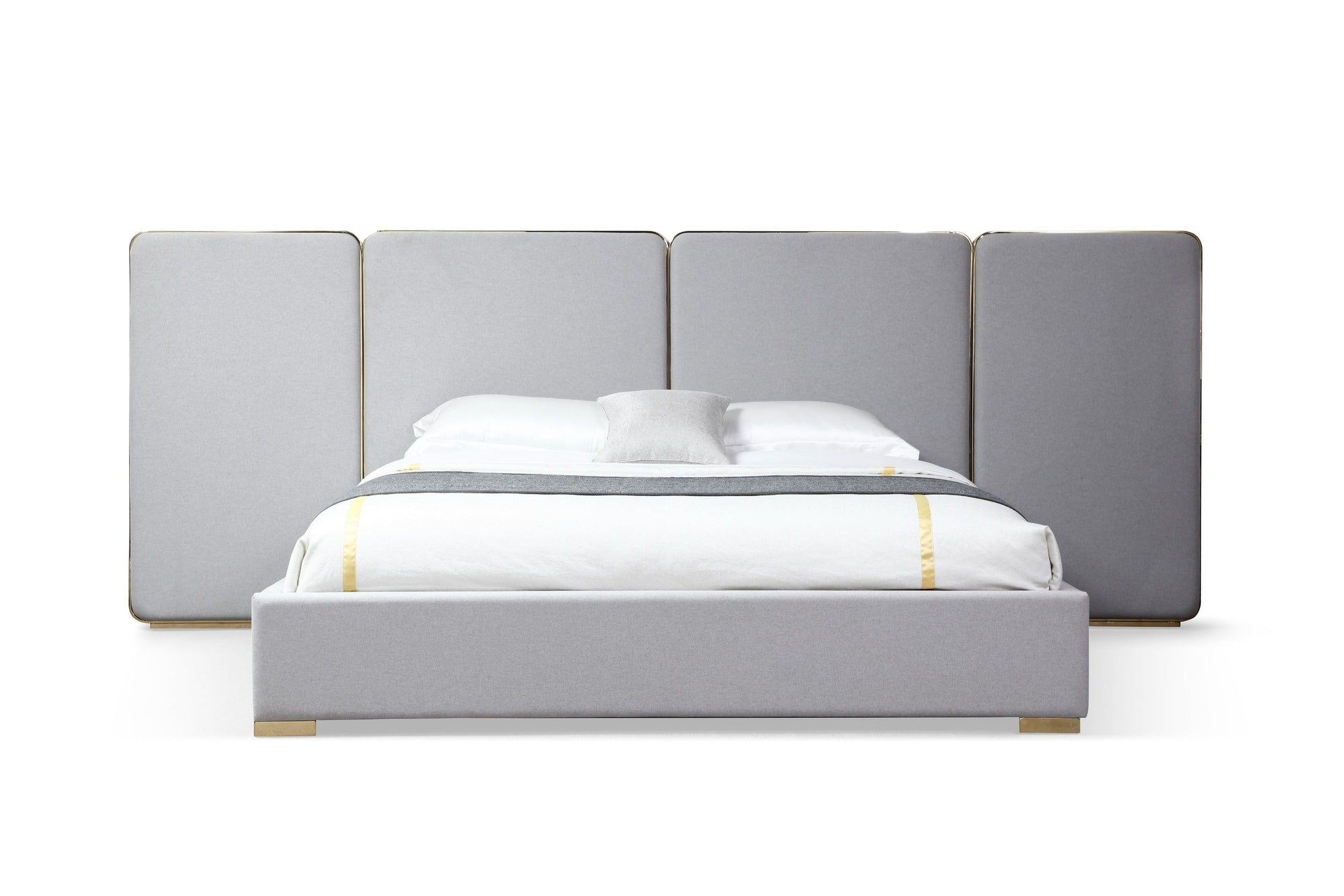 Modrest Athena & Rothsay Modern Grey Fabric & Wenge & Gold Bedroom Set Model VGVC-BD2233-SET-EK