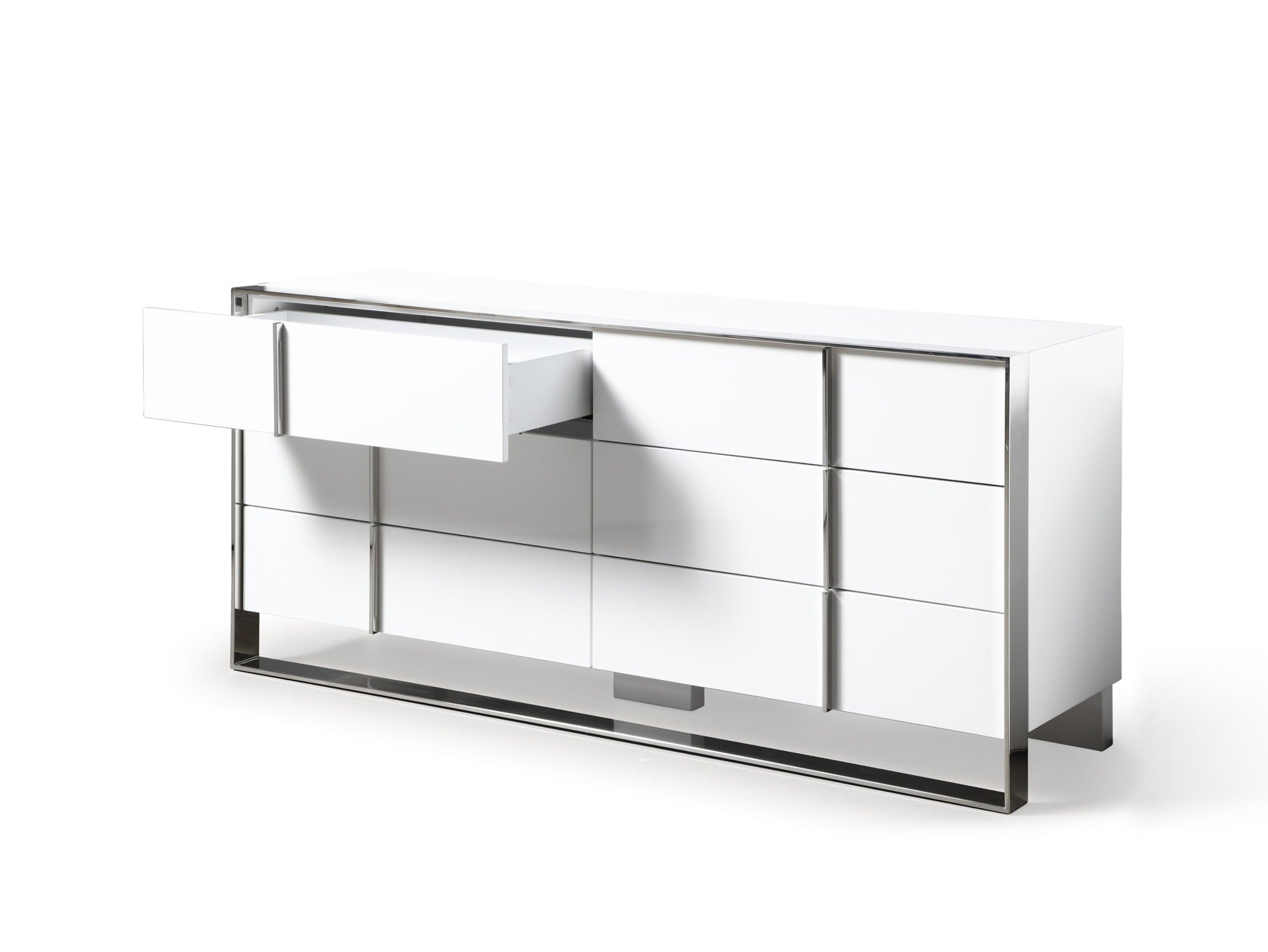 Modrest Cartier Modern White Vegan Leather & Stainless Steel Bedroom Set Model VGVC-BDA002-SET-WHT