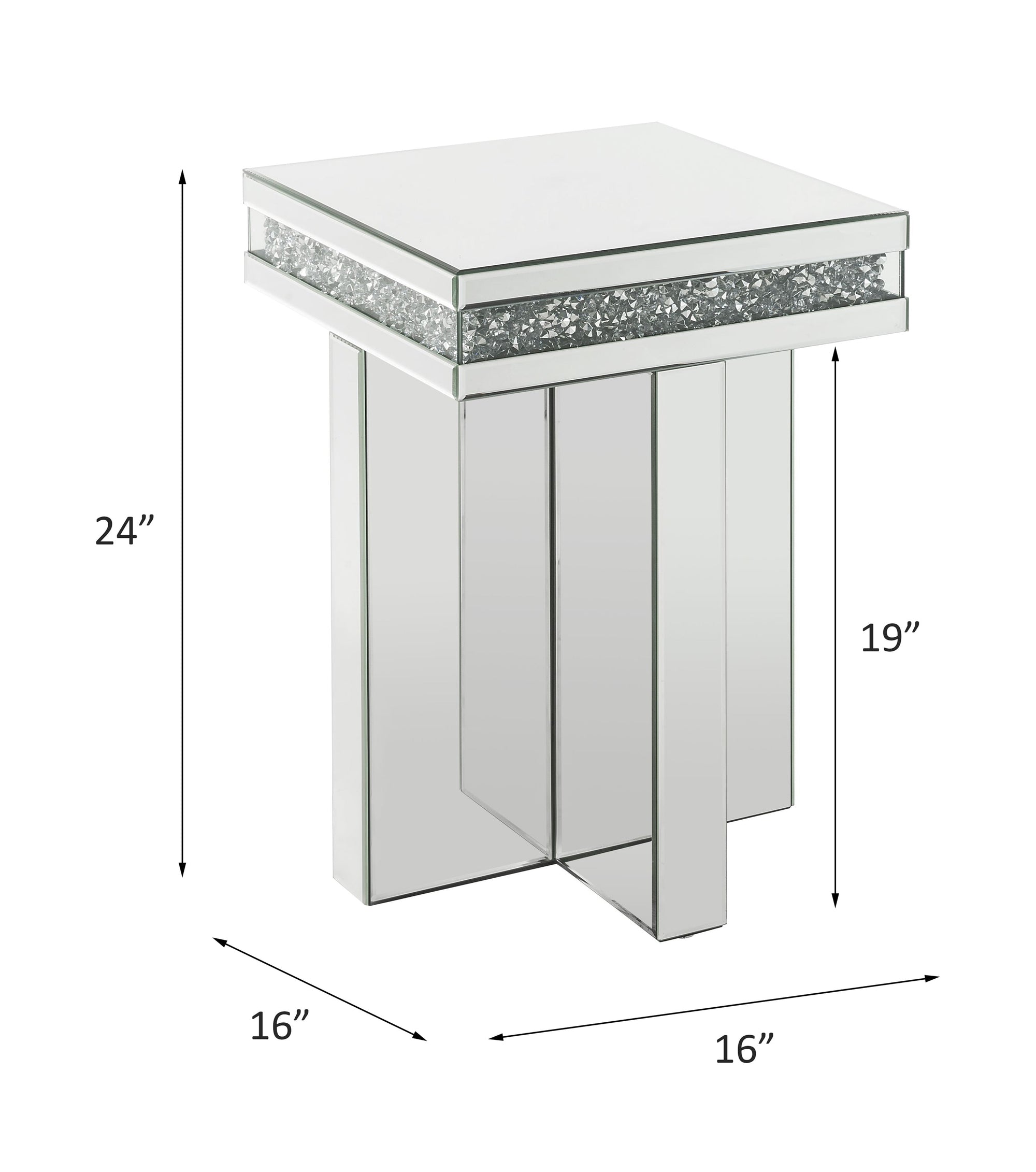 ACME Noralie Mirrored & Faux Diamonds End Table Model 84697