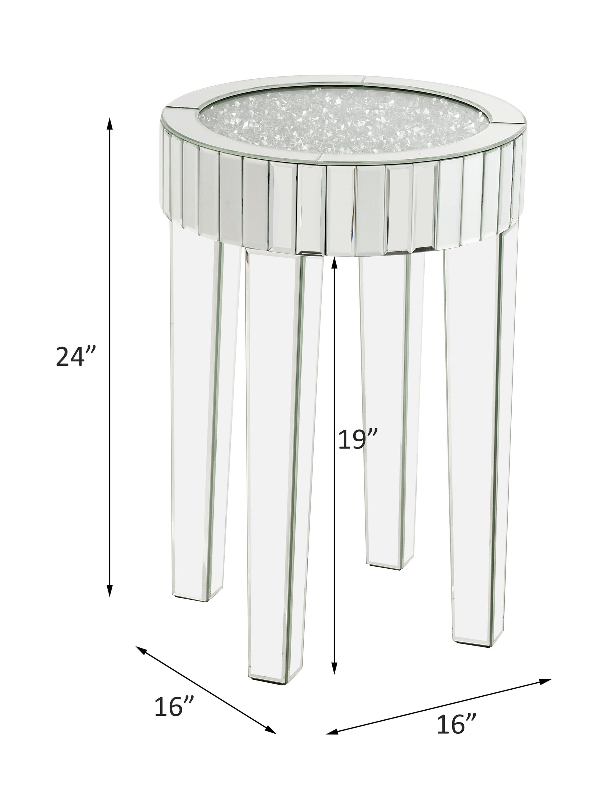 ACME Noralie Mirrored Faux Diamonds End Table Model 84712