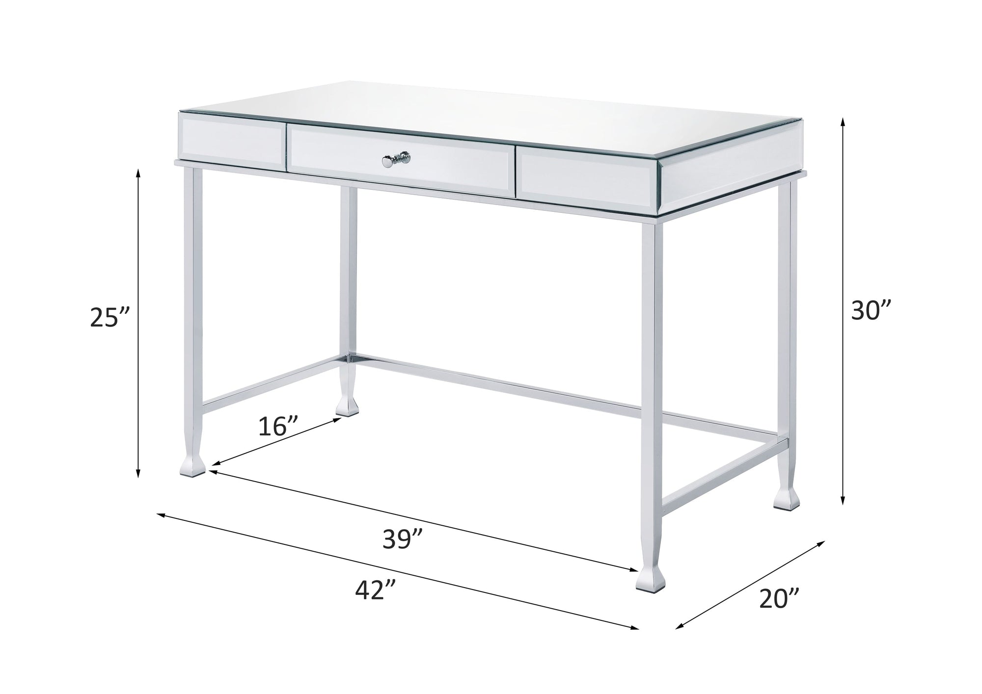 ACME Canine Mirrored and Chrome Writing Desk Model 92975