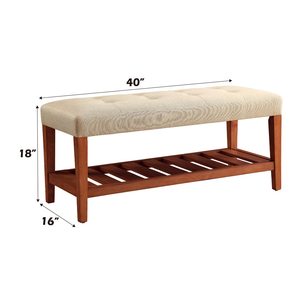 ACME Charla Beige & Oak Bench Model 96682