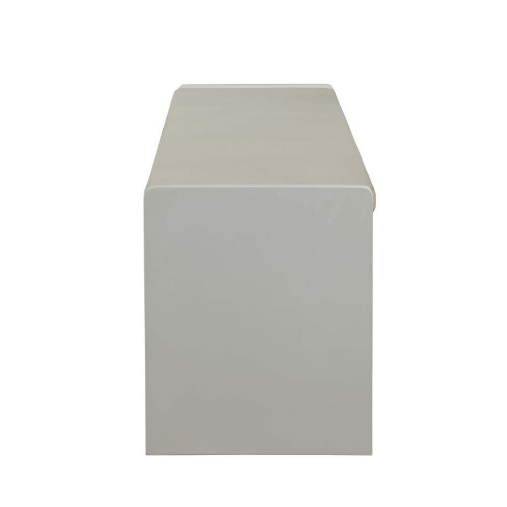 ACME Berci Beige Fabric & White Bench with Storage Model 96775