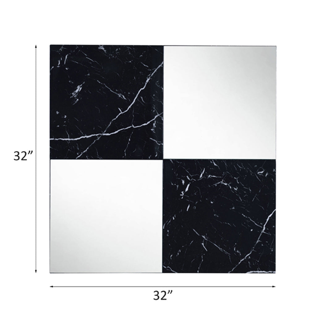 ACME Angwin Mirrored & Engineered Stone Top Accent Mirror Model 97565