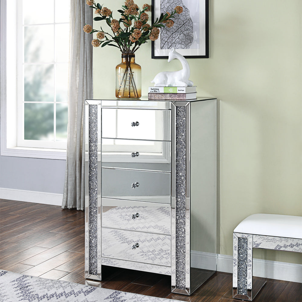 ACME Noralie Mirrored & Faux Diamonds Cabinet Model 97644
