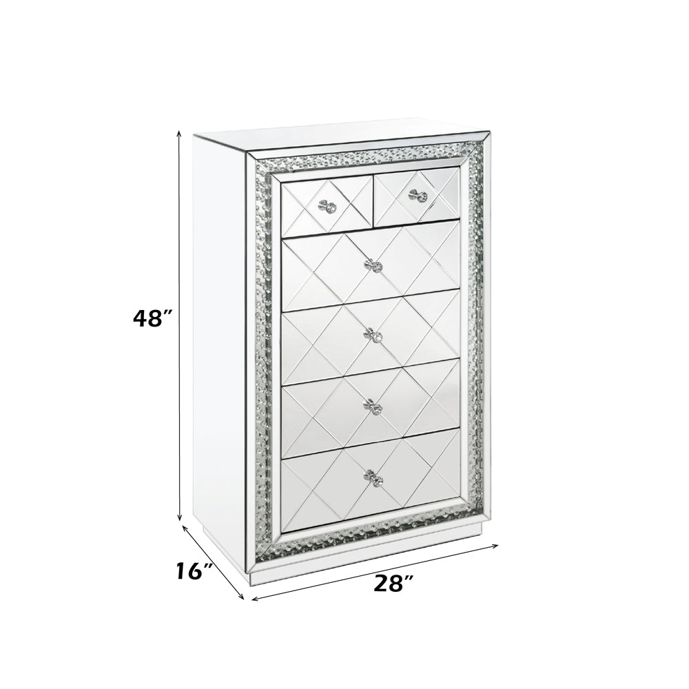ACME Nysa Mirrored & Faux Crystals Inlay Cabinet Model 97948