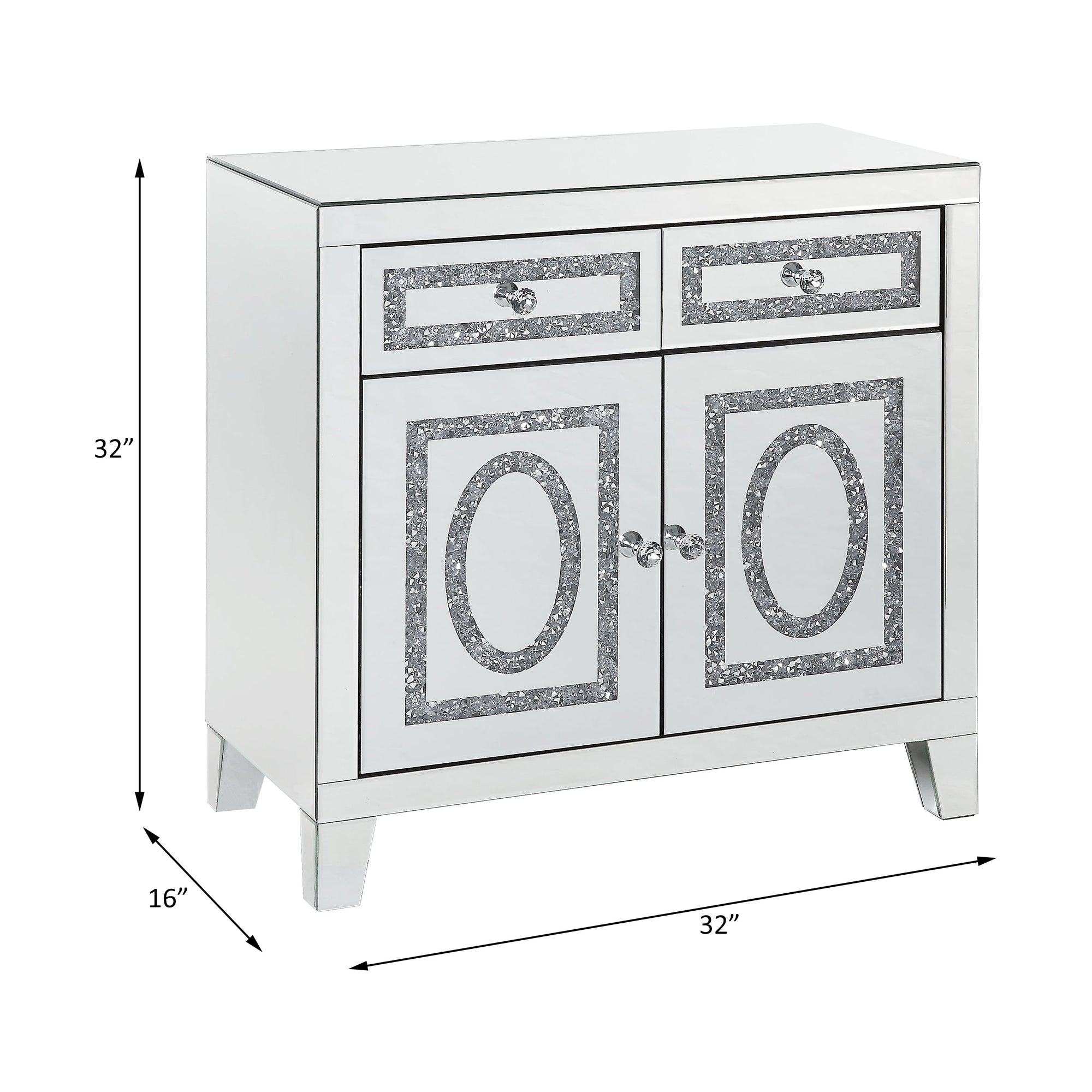 ACME Noralie Mirrored & Faux Diamonds Cabinet Model 97952